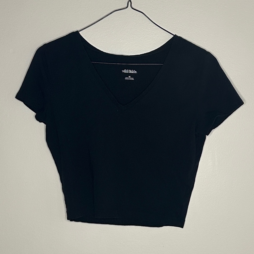 Wild Fable Classic Black V-Neck Crop Top